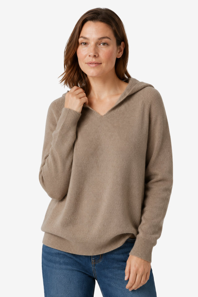 NOMU | Women's Hooded Knit Sweater – Soft Relaxed Pullover Hoodie
