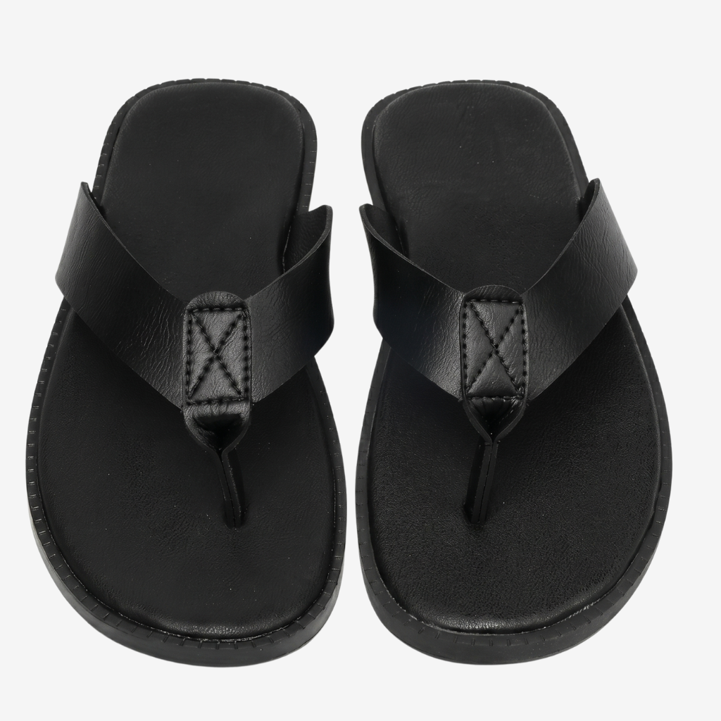 NOMU | Men's Leather Flip Flops – Cross-Over Strap Minimalist Design