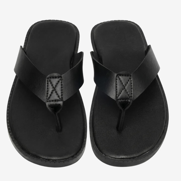 NOMU | Men's Leather Flip Flops – Cross-Over Strap Minimalist Design