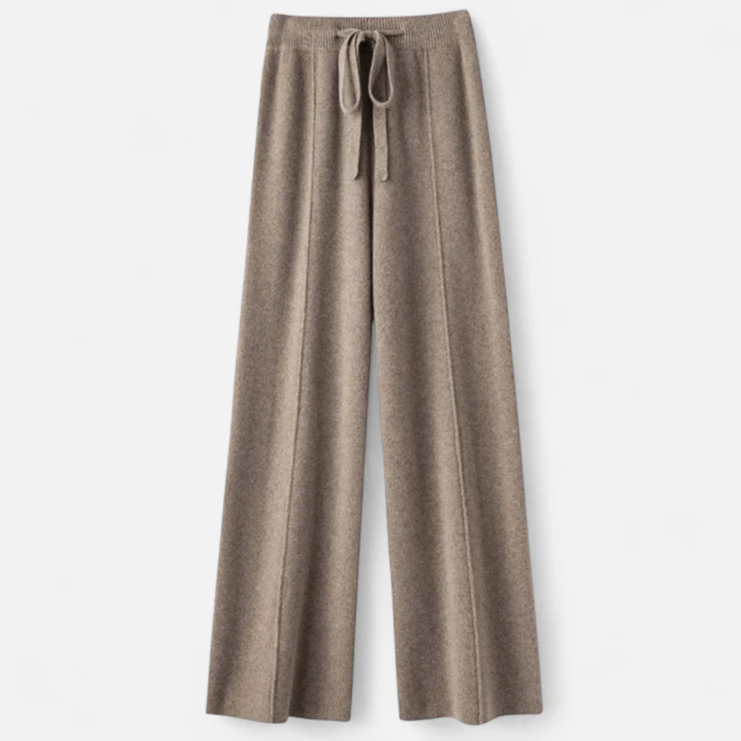 NOMU | Women's Knit Wide Leg Pants – Soft Drawstring Lounge Trousers
