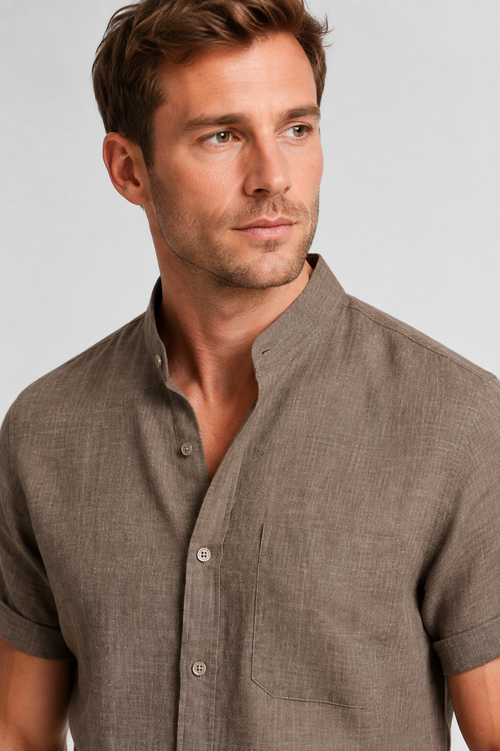 NOMU | Men’s Short Sleeve Mandarin Collar Shirt