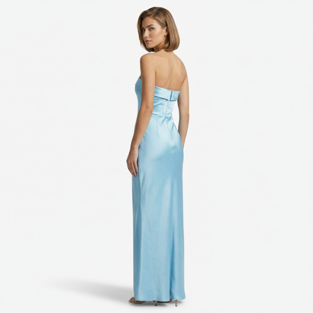 NOMU | Women's Strapless Satin Maxi Dress – Elegant Minimalist Evening Gown