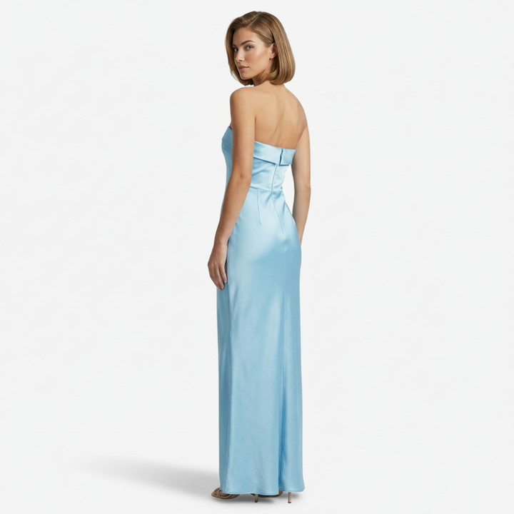 NOMU | Women's Strapless Satin Maxi Dress – Elegant Minimalist Evening Gown