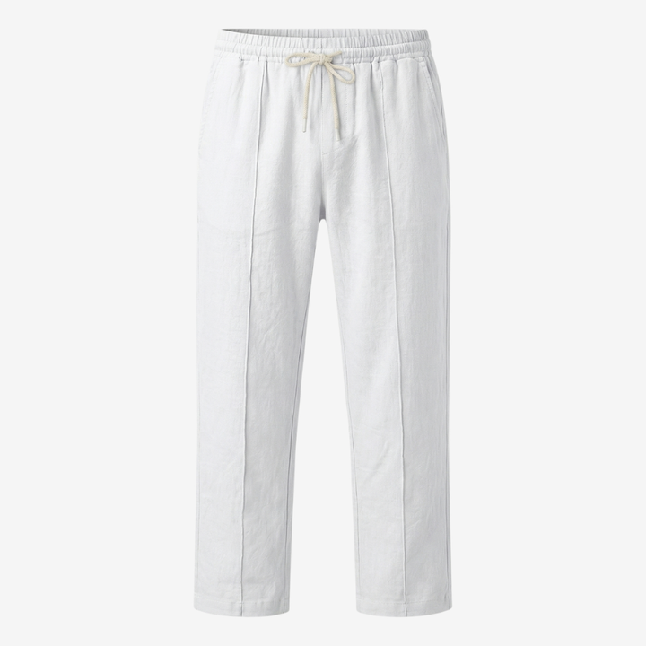 NOMU | Men's Linen Blend Pants – Drawstring Elastic Waist Tapered Design