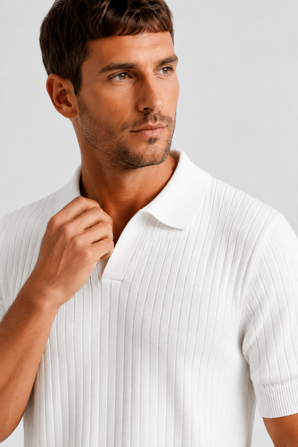 NOMU | Men’s Ribbed Knit Short Sleeve Polo Shirt
