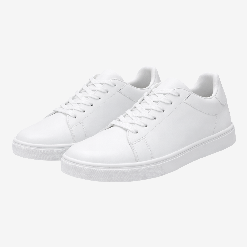 NOMU | Men's Minimalist White Low-Top Sneakers – Classic Everyday Lace-Up Shoes