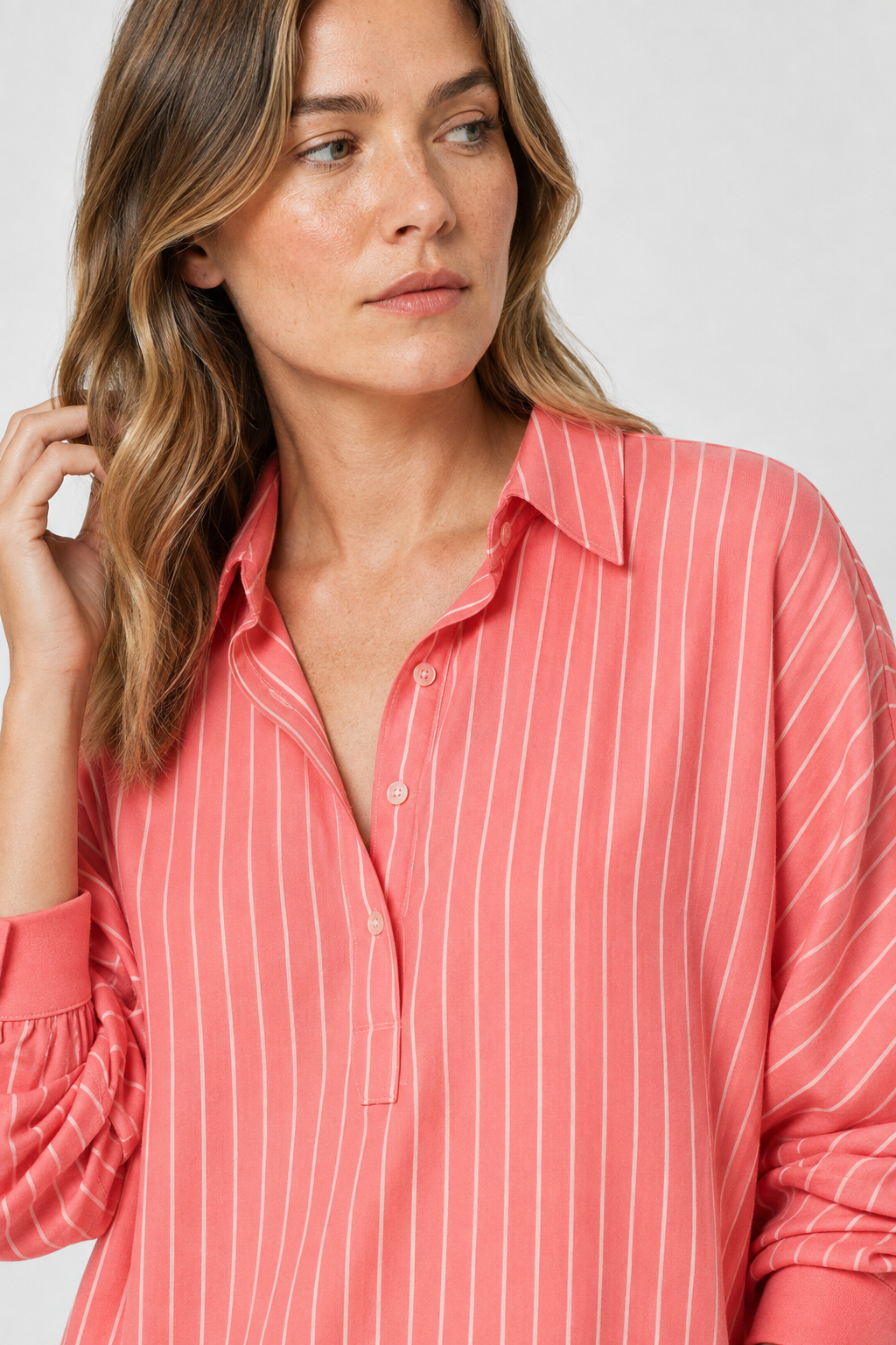 NOMU | Women’s Striped Long Sleeve Button Blouse