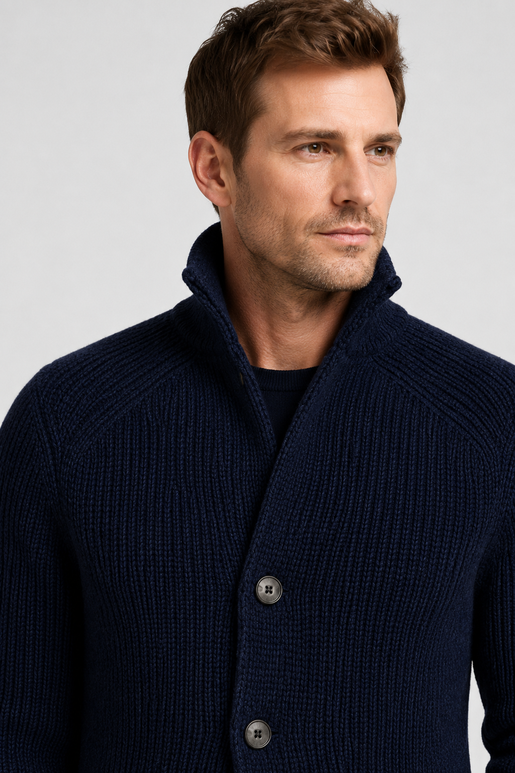 NOMU | Men's Textured Knit Blazer Cardigan – Smart Casual Button-Up Sweater Jacket