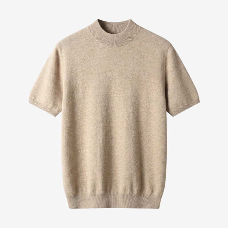 NOMU | Men's Knit Mock Neck Shirt – Minimalist Short Sleeve Design