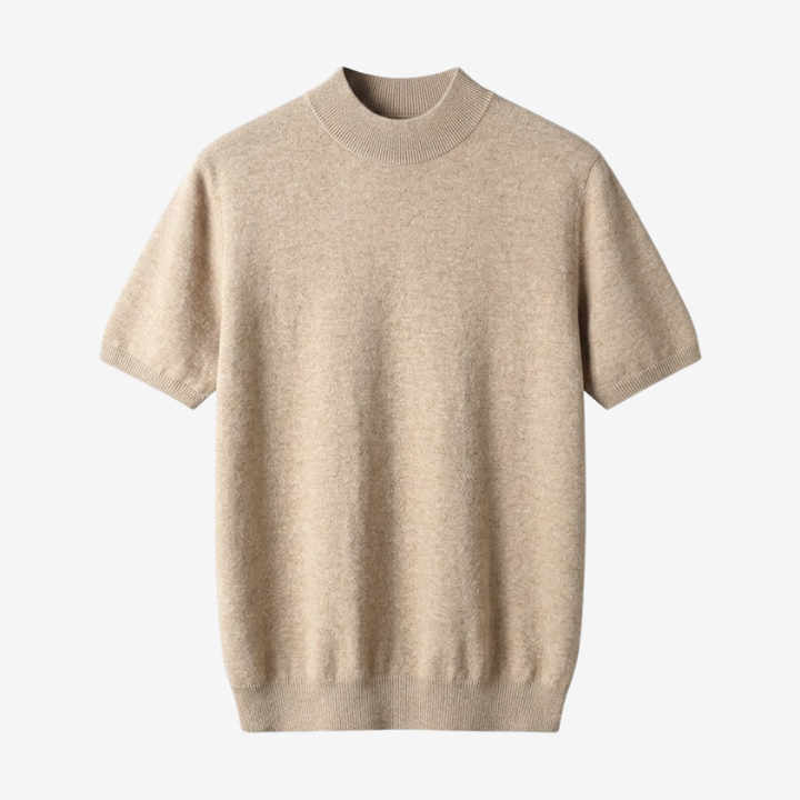 NOMU | Men's Knit Mock Neck Shirt – Minimalist Short Sleeve Design