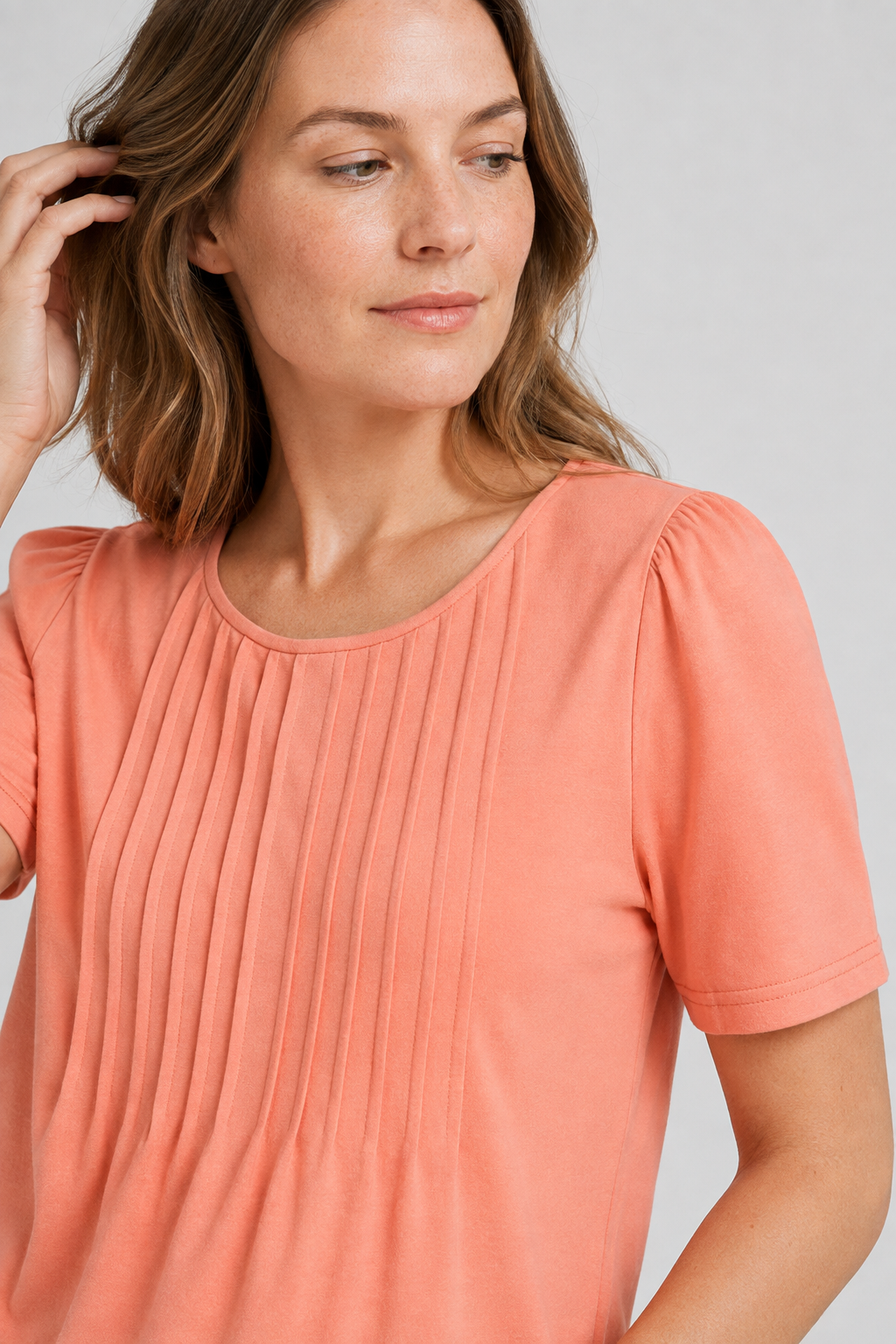 NOMU | Women’s Pleated Front Short Sleeve Blouse