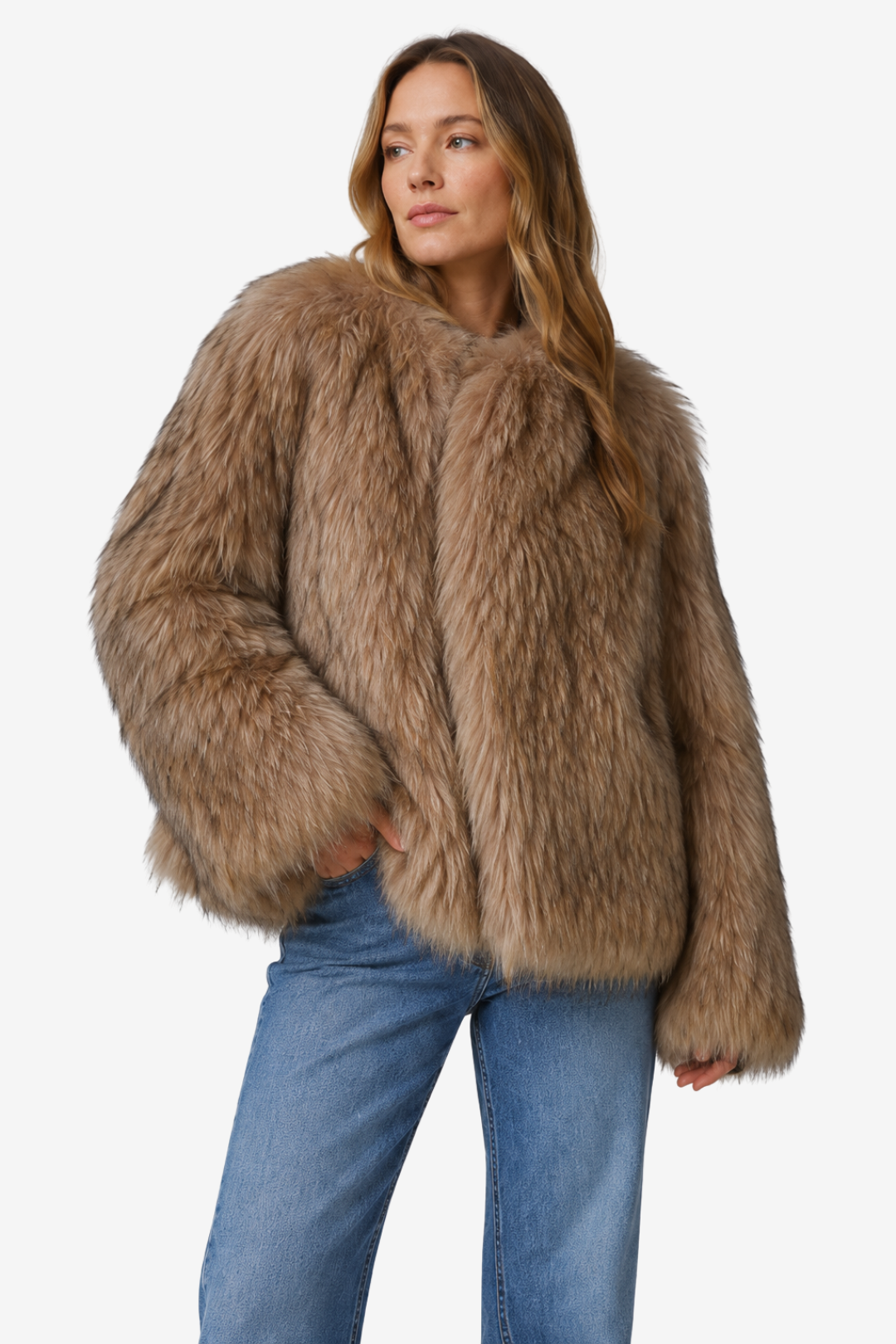 NOMU | Women's Faux Fur Jacket – Plush Texture Relaxed Winter Design