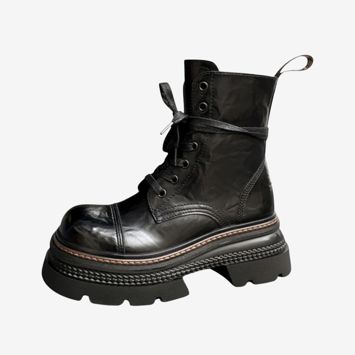 NOMU | Women's Chunky Combat Boots – Lace-Up Platform Ankle Boots