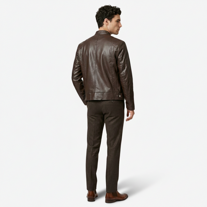NOMU | Men's Classic Faux Leather Jacket – Minimalist Zip-Up Biker Outerwear