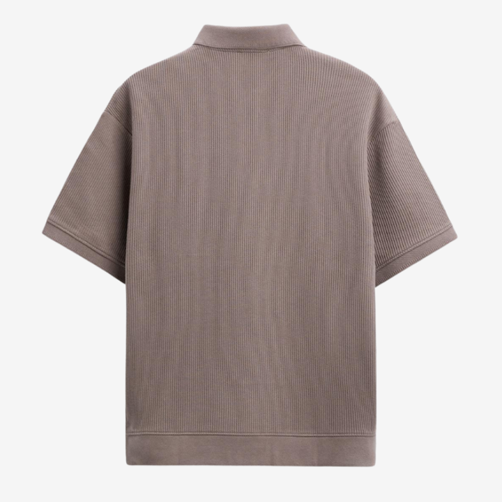 NOMU | Men's Ribbed Knit Polo Shirt – Casual Relaxed Fit Short Sleeve Top