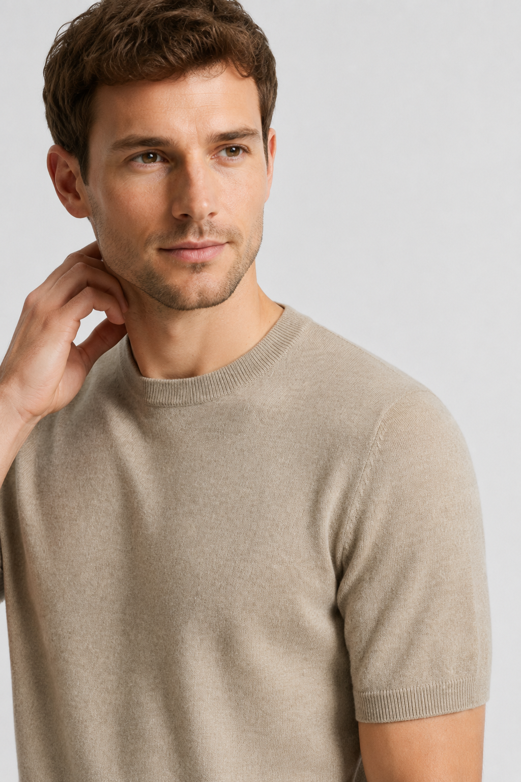 NOMU | Men's Fine Knit Crew Neck Sweater Tee – Minimalist Soft-Touch Top