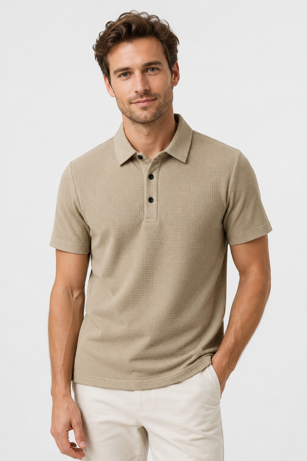 NOMU | Men's Textured Polo Shirt – Classic Short Sleeve Casual Fit