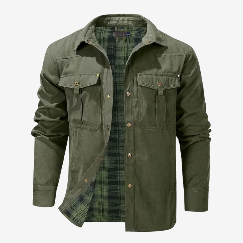NOMU | Men's Utility Jacket Shirt – Button-Up Long Sleeve Casual Overshirt
