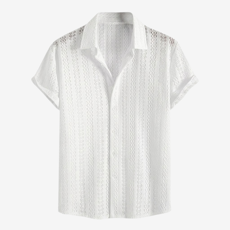 NOMU | Men's Knit Polo Shirt – Textured Open Weave Summer Design