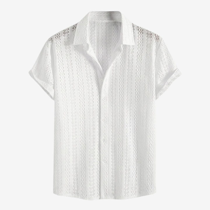 NOMU | Men's Knit Polo Shirt – Textured Open Weave Summer Design