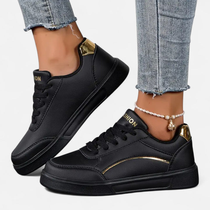 Women’s Lace-Up Sneakers – Golden Elegance