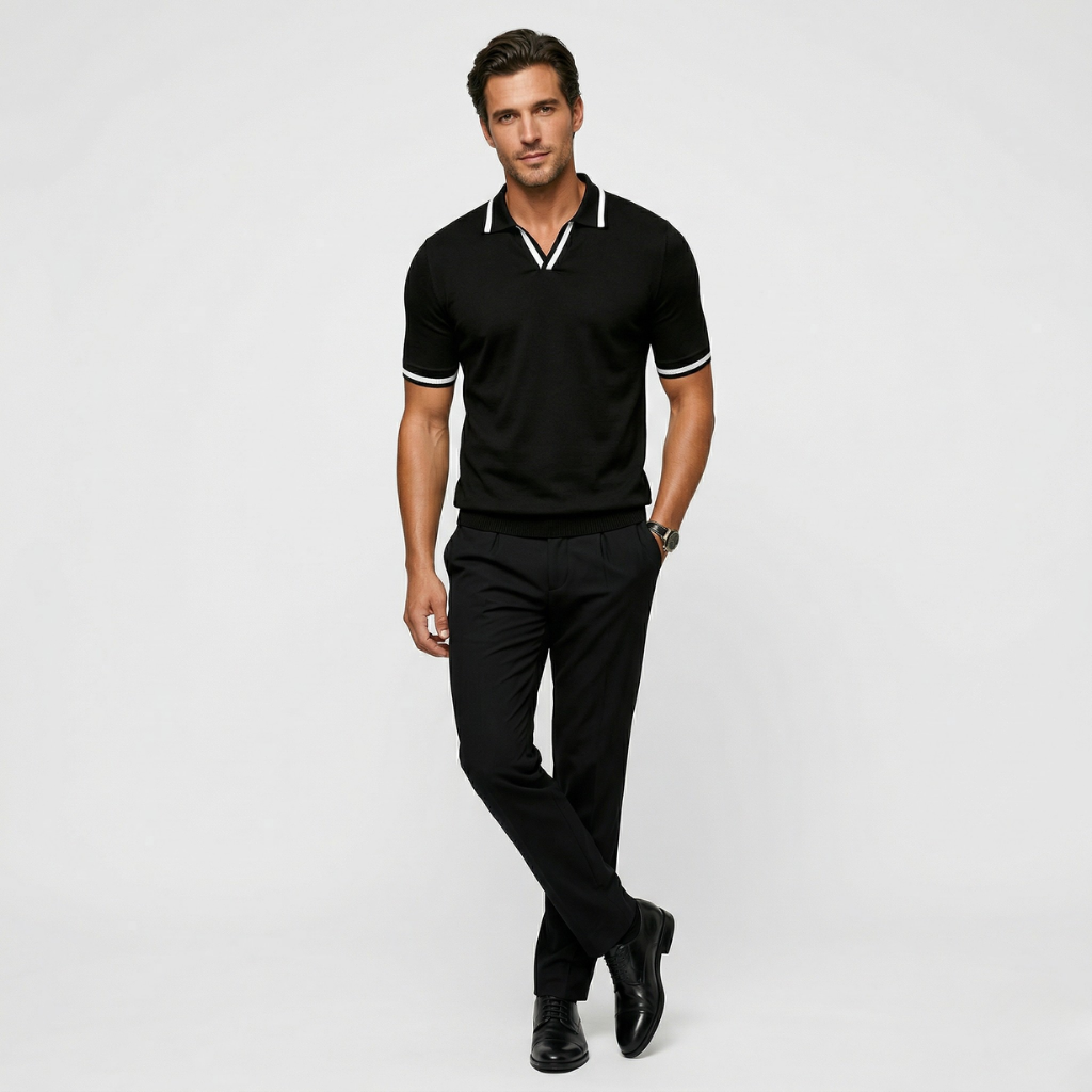 NOMU | Men’s Contrast Trim Short Sleeve Polo Shirt