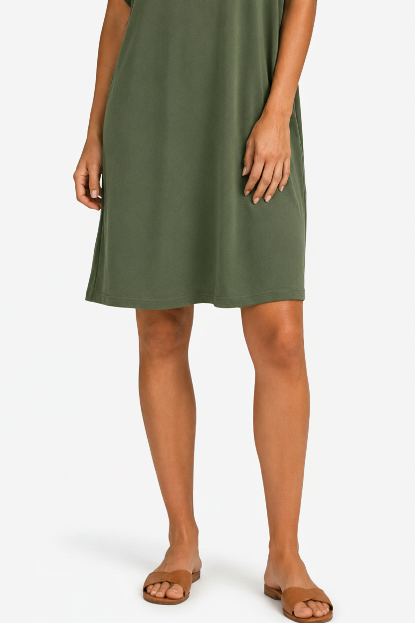 NOMU | Women's Casual V-Neck Loose Mini Dress – Comfortable Short Sleeve Everyday Dress