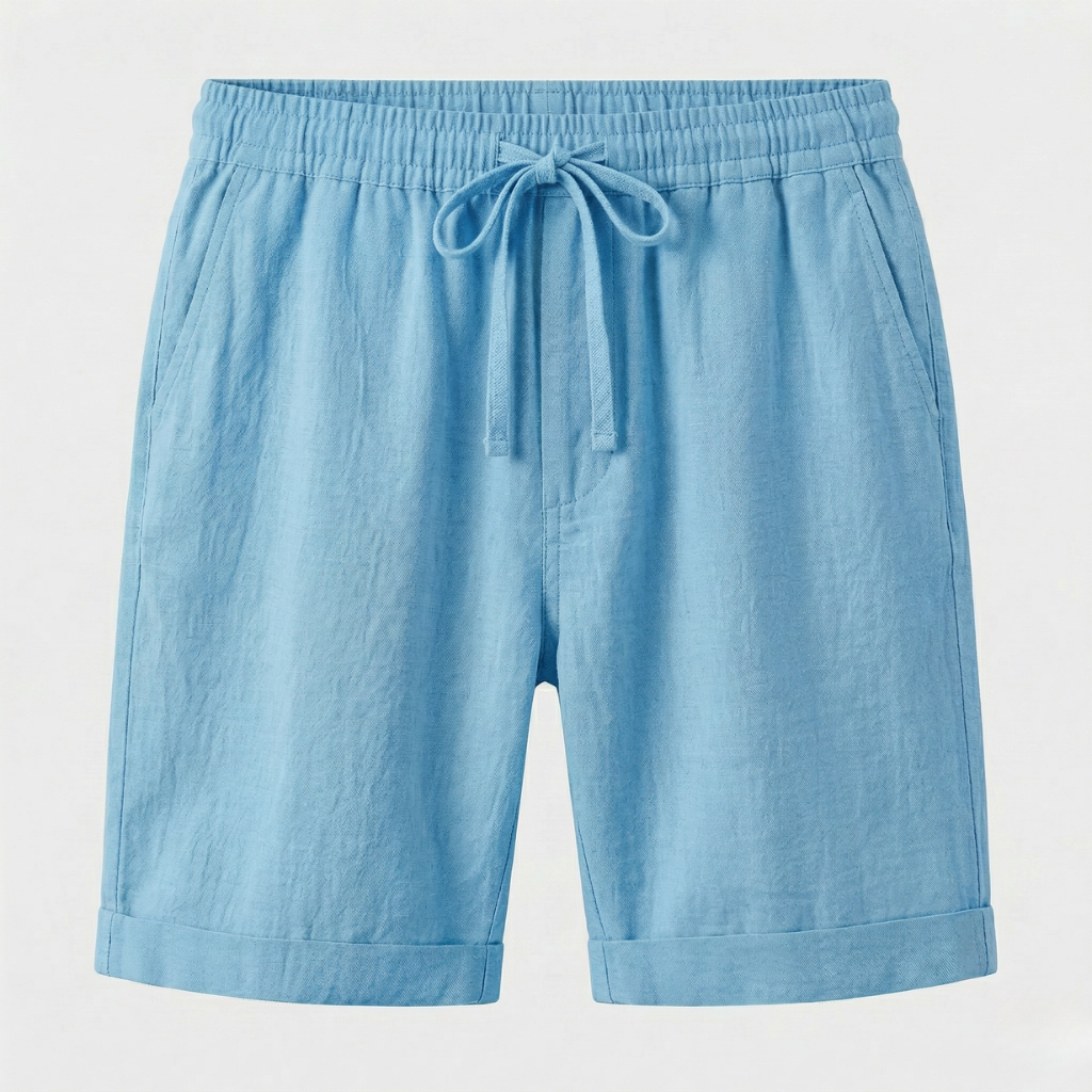 NOMU | Men's Linen Blend Drawstring Shorts – Casual Relaxed Summer Shorts