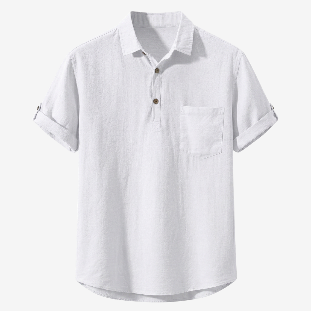 NOMU | Men's Short Sleeve Linen Polo Shirt – Relaxed Smart Casual Top