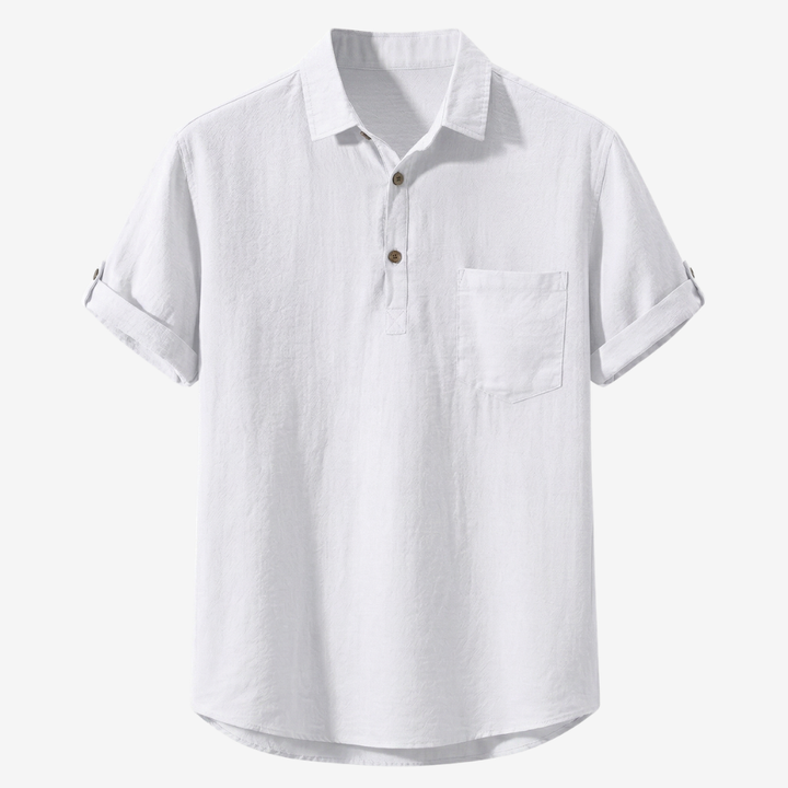 NOMU | Men's Short Sleeve Linen Polo Shirt – Relaxed Smart Casual Top