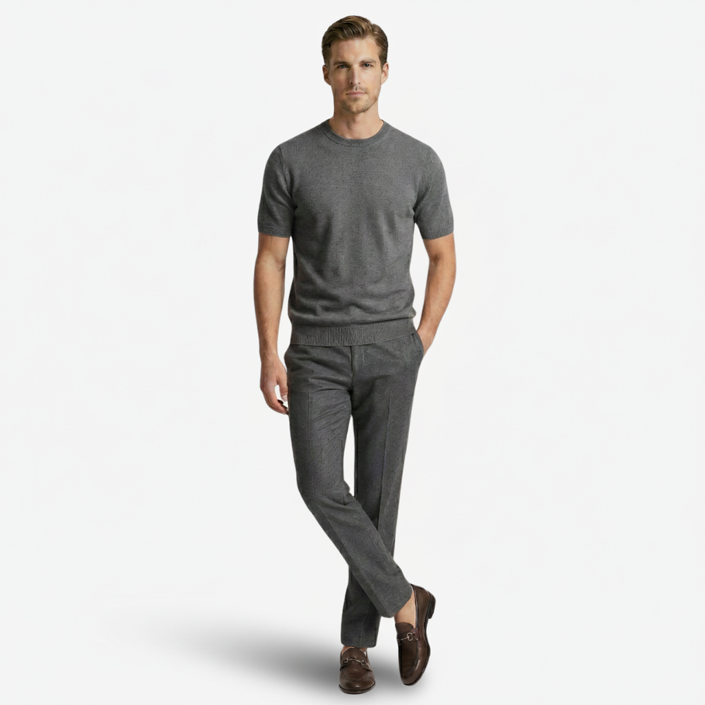 NOMU | Men's Fine Knit Crew Neck Sweater Tee – Minimalist Soft-Touch Top