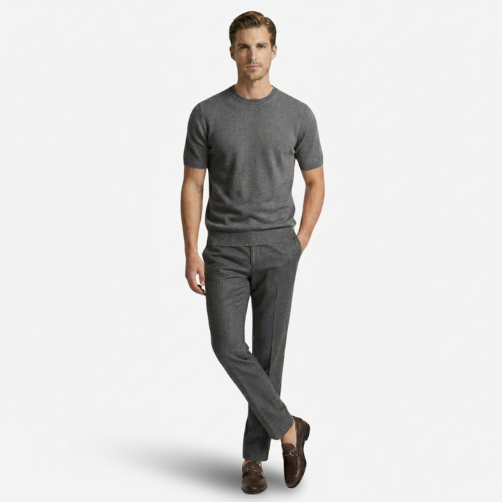 NOMU | Men's Fine Knit Crew Neck Sweater Tee – Minimalist Soft-Touch Top