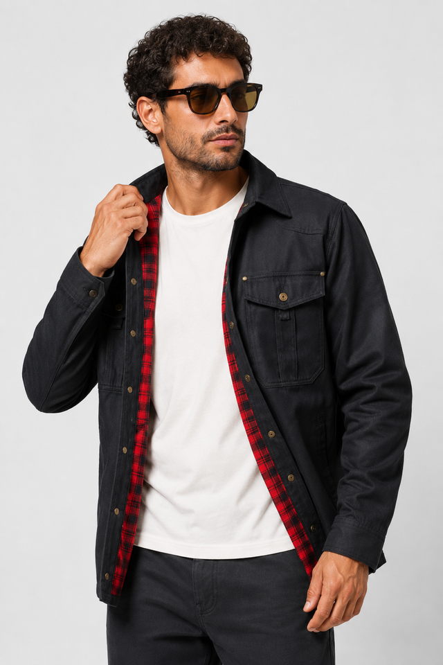 NOMU | Men's Utility Jacket Shirt – Button-Up Long Sleeve Casual Overshirt