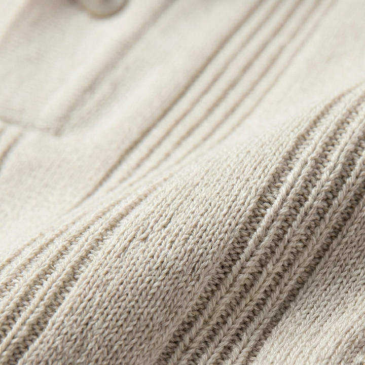 NOMU | Men’s Textured Vertical Stripe Knit Polo Shirt