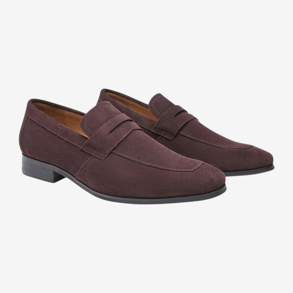 NOMU | Men's Suede Penny Loafers – Classic Slip-On Dress Shoes
