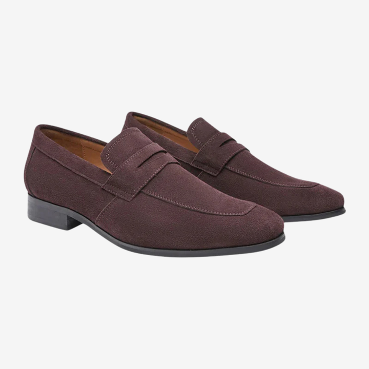 NOMU | Men's Suede Penny Loafers – Classic Slip-On Dress Shoes