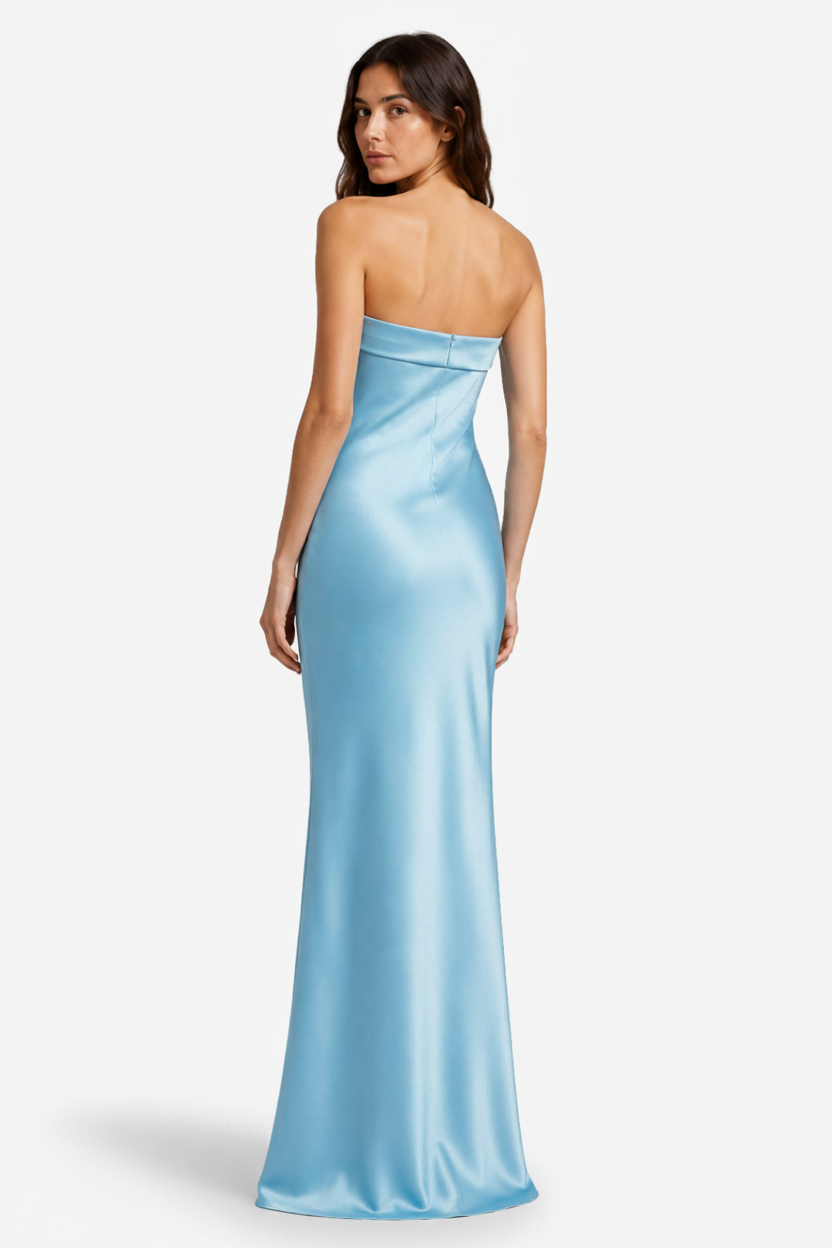 NOMU | Women's Strapless Satin Maxi Dress – Elegant Minimalist Evening Gown