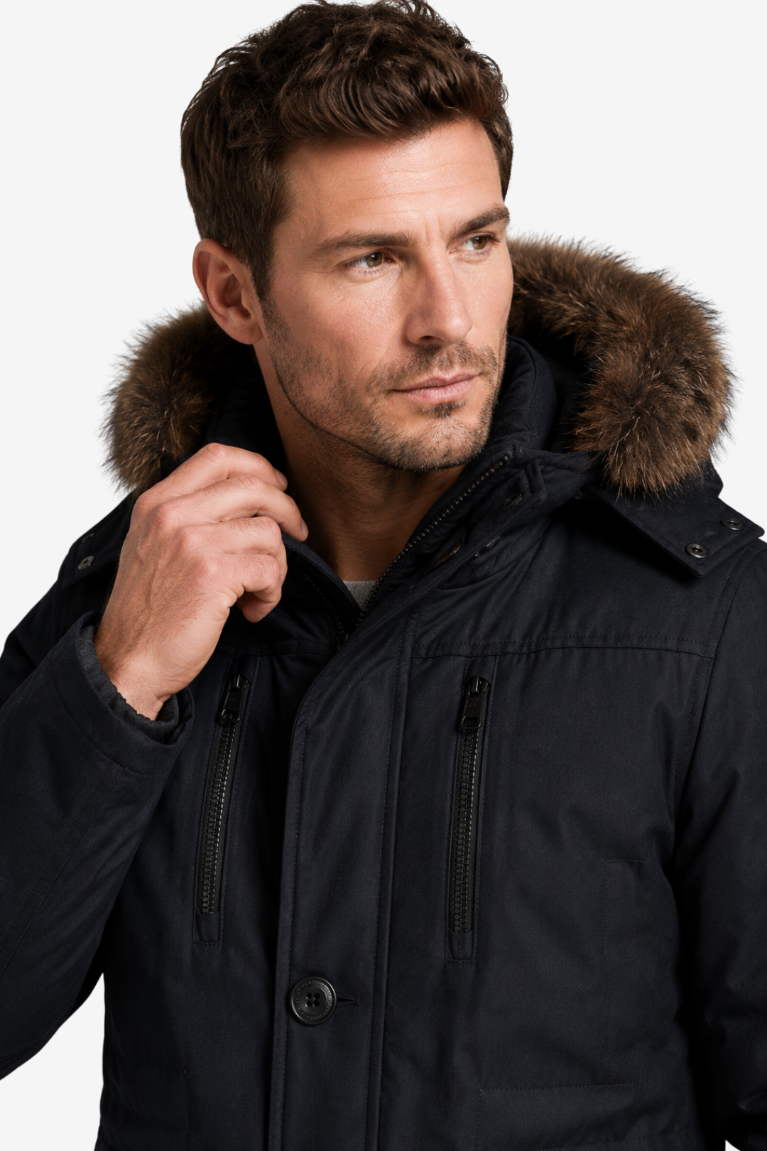 NOMU | Men's Winter Hooded Jacket – Faux Fur Trim Insulated Outdoor Design