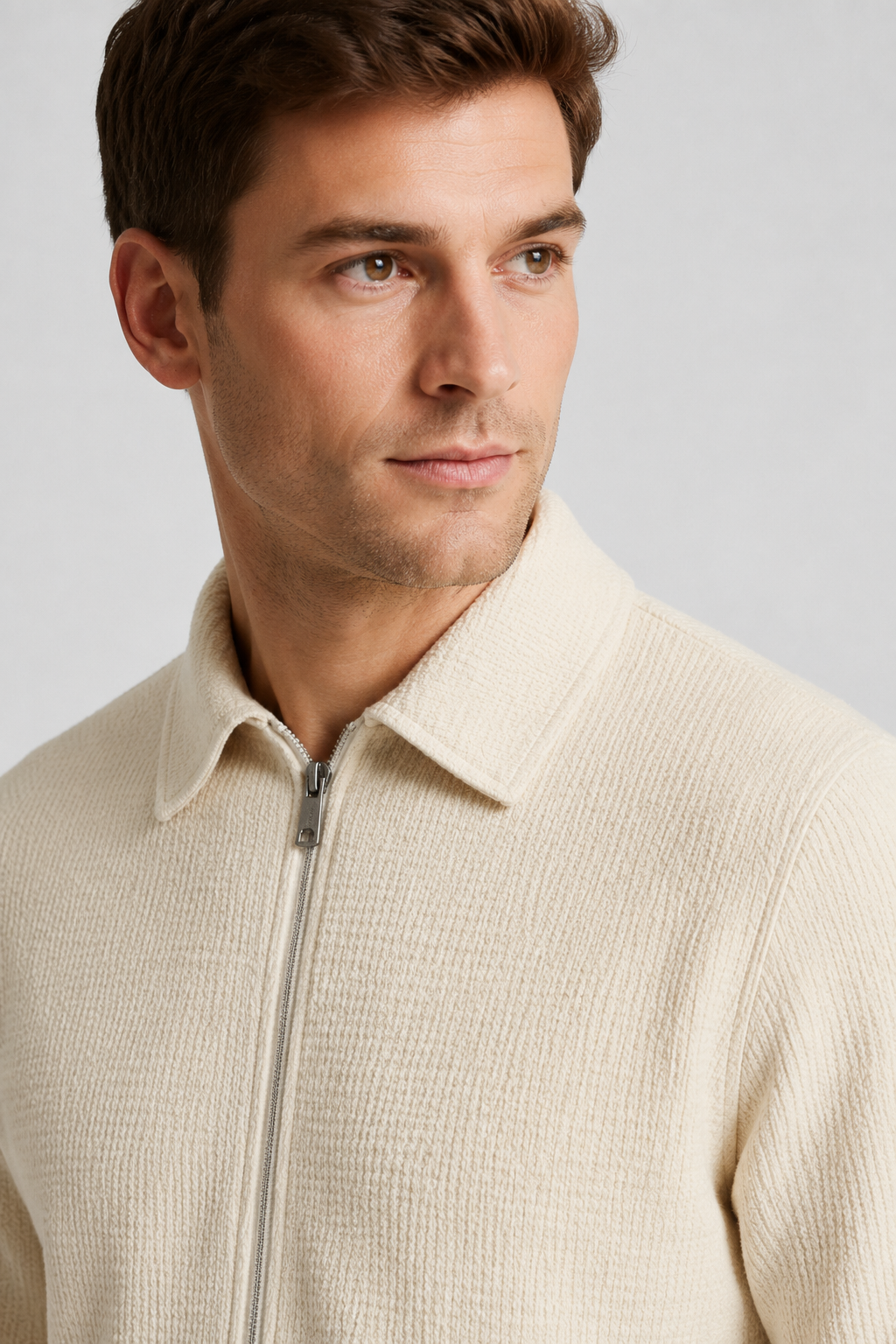 NOMU | Men's Textured Zip-Up Jacket – Minimalist Smart Casual Outerwear
