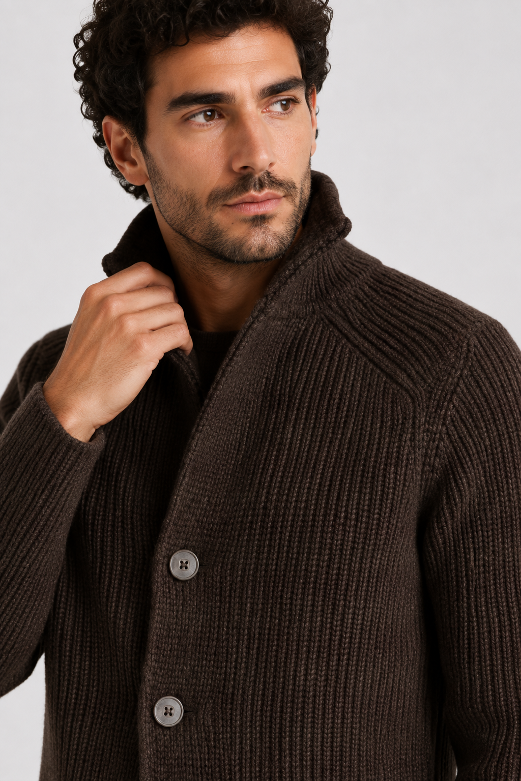 NOMU | Men's Textured Knit Blazer Cardigan – Smart Casual Button-Up Sweater Jacket