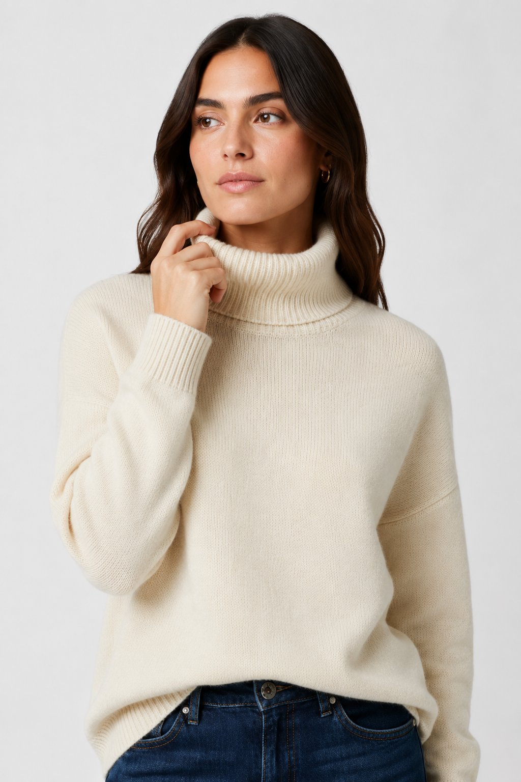 NOMU | Women's Oversized Turtleneck Sweater – Soft Relaxed Knit Pullover