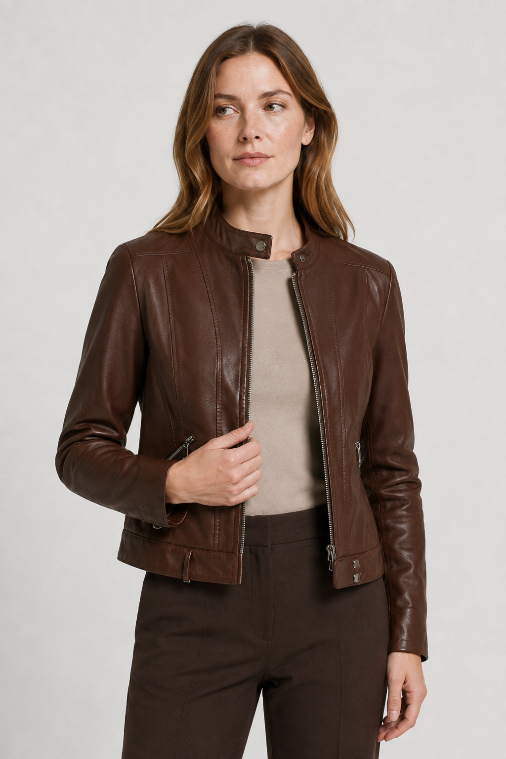 NOMU | Women’s Zippered Leather Jacket