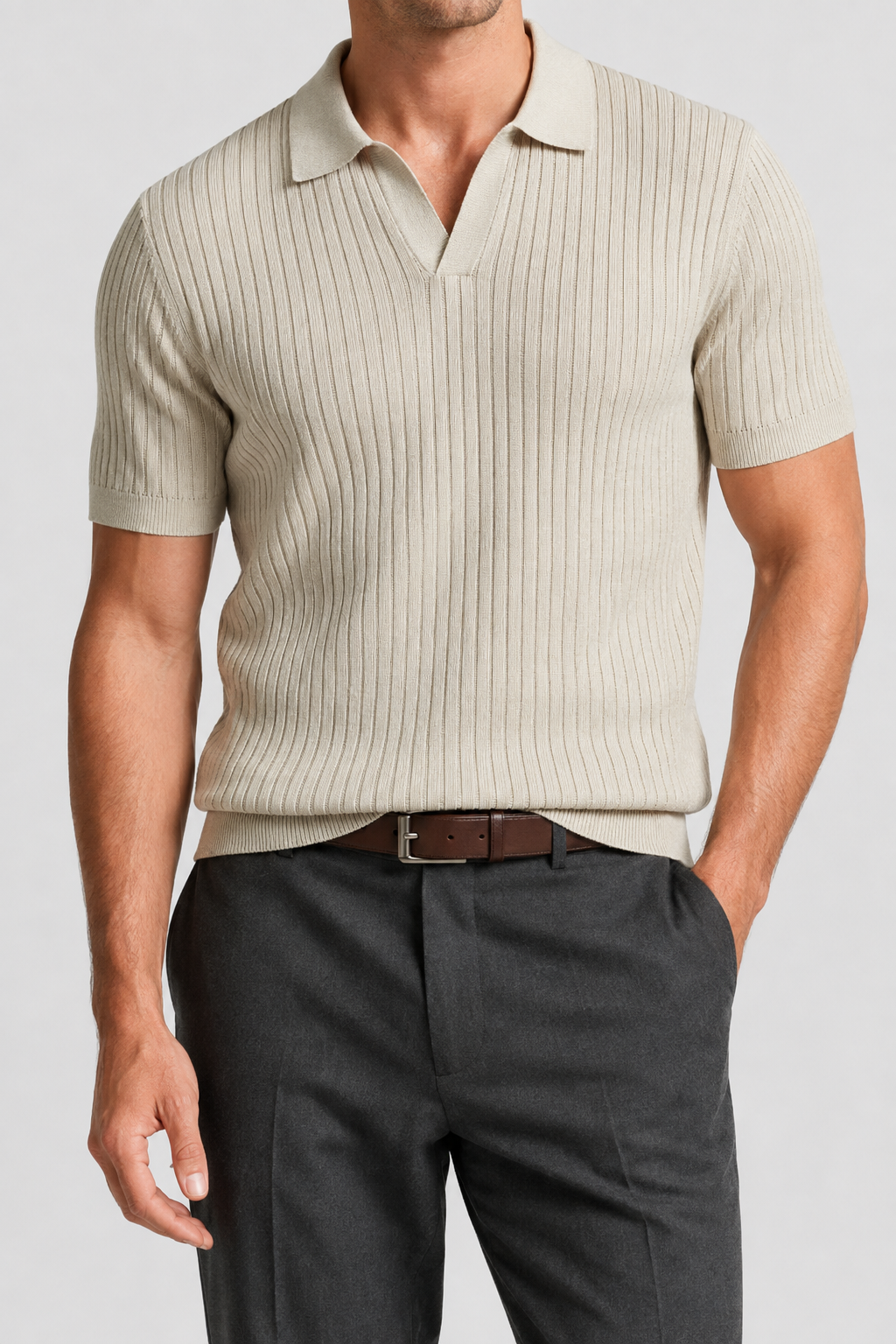 NOMU | Men’s Ribbed Short Sleeve Polo Shirt