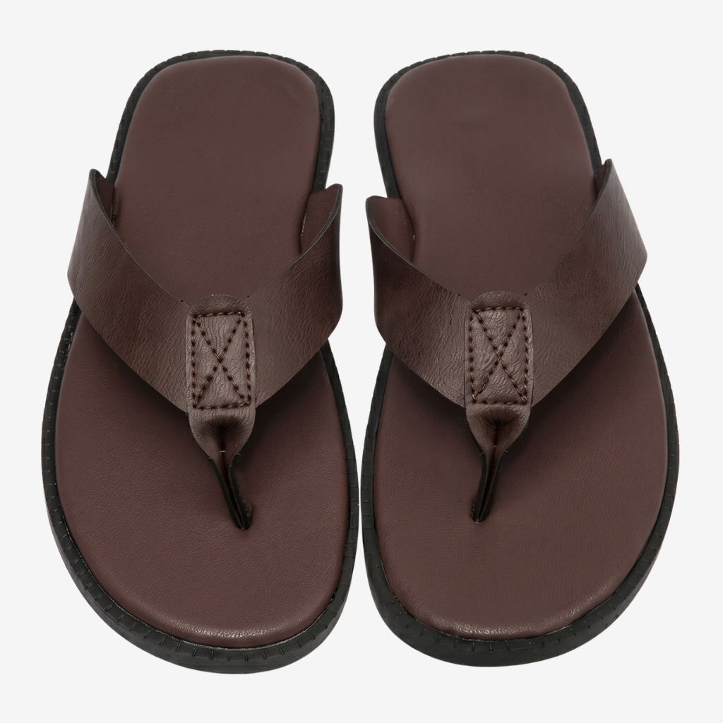 NOMU | Men's Leather Flip Flops – Cross-Over Strap Minimalist Design