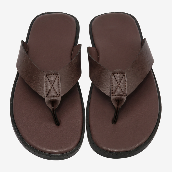 NOMU | Men's Leather Flip Flops – Cross-Over Strap Minimalist Design