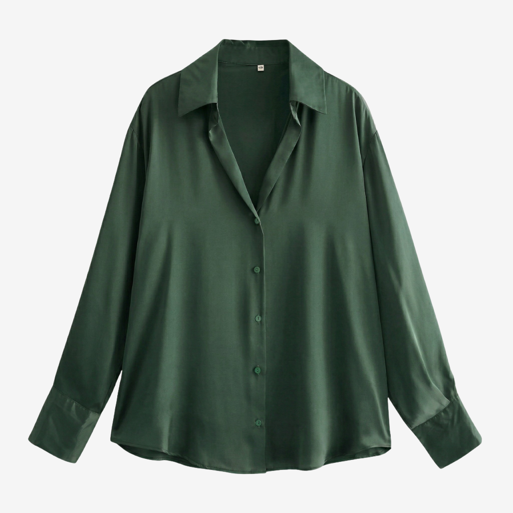 NOMU | Women’s Long Sleeve Button-Up Satin Blouse