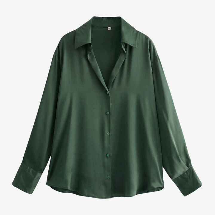 NOMU | Women’s Long Sleeve Button-Up Satin Blouse