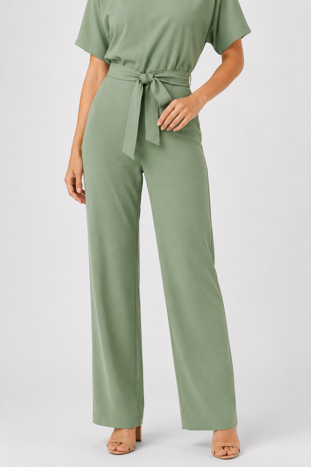 NOMU | Women's Minimalist Belted Wide-Leg Jumpsuit – Elegant Relaxed One-Piece Outfit