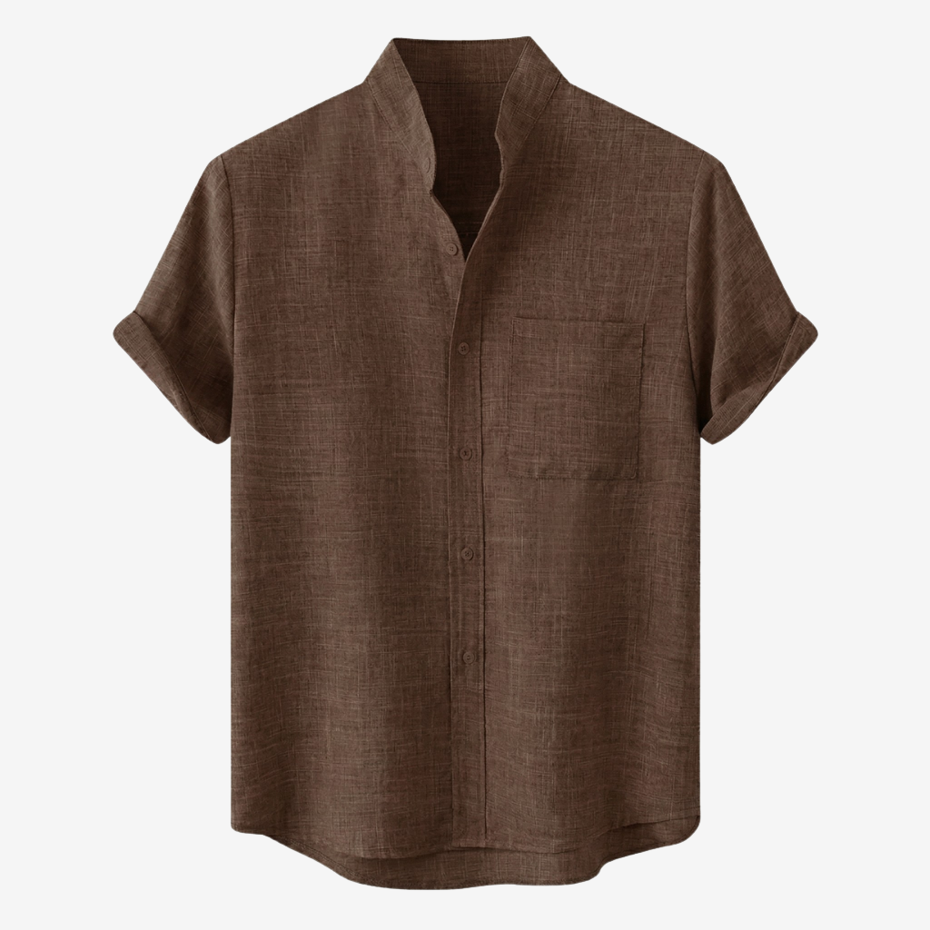 NOMU | Men’s Short Sleeve Mandarin Collar Shirt