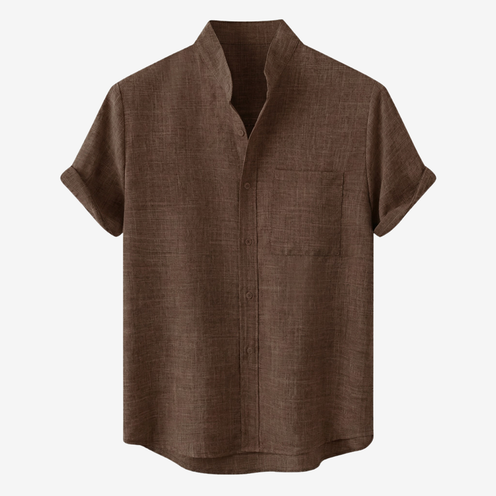 NOMU | Men’s Short Sleeve Mandarin Collar Shirt